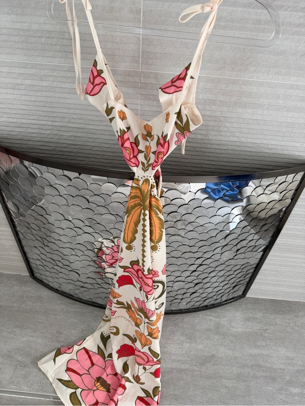 Floral V-Neck Maxi Dress with Tie Straps